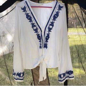 Lovestitch White and Black Embellished Sailor Collar Blouse